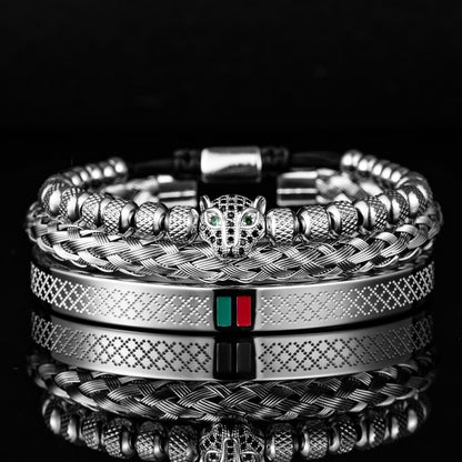 Men's Moissanite Luxury 3-Piece Bracelet Set 18K Gold & Silver-Plated